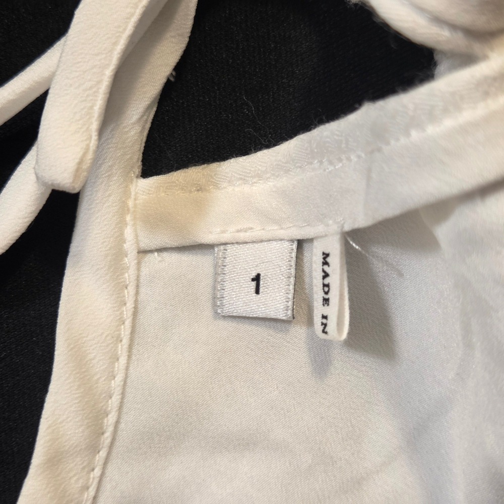 Sandro Paris Womens White Textured Open Back Tie Detail Long Sleeve Top Size 1 - Picture 10 of 11